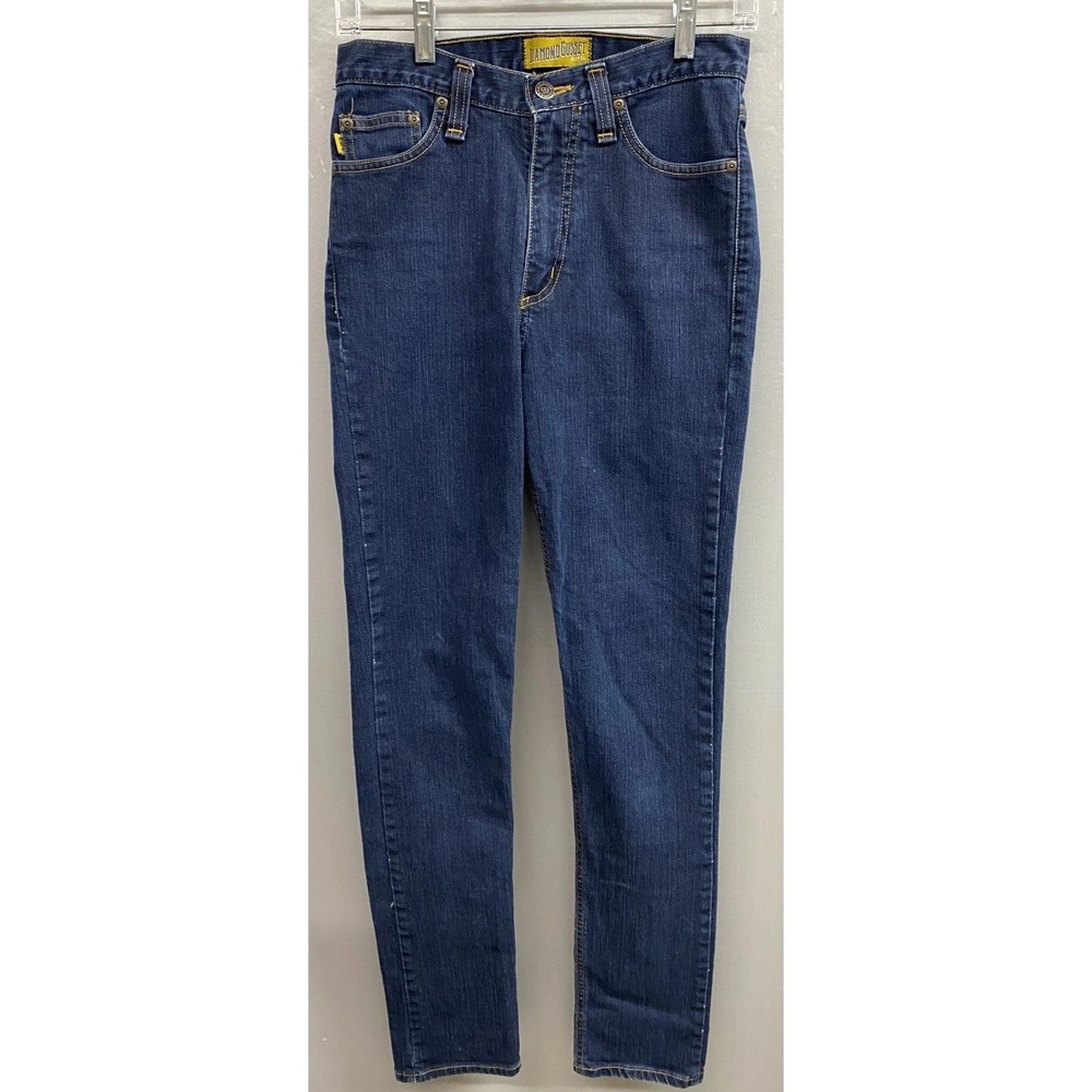 Diamond Gusset Jeans Womens 28x33 Blue Denim Cotton Dark Wash Preppy Tapered Leg